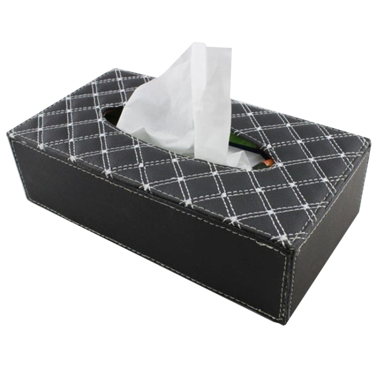 Luxury PU Leather Cover Case Tissue Box Car Pumping Tray, White line, Red line HoMEdemic™