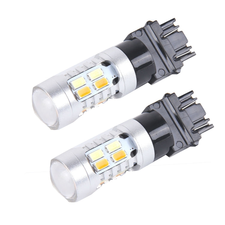 2 PCS T25/3157 10W 1000 LM 6000K White + Yellow Light Turn Signal Light with 20 SMD-5730-LED Lamps And Len. DC 12-24V, T25 with 20 SMD-5730-LED Lamps HoMEdemic™