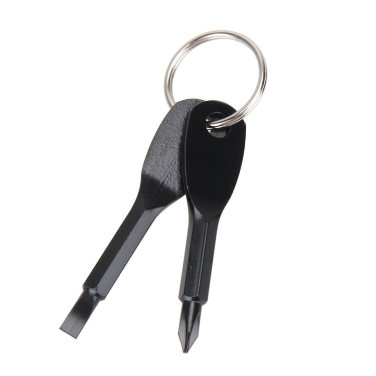 Outdoor Portable 2 in 1 Slotted + Cross Screwdriver Set Tool with Keyring, 2 in 1 (Black), 2 in 1 (Silver) HoMEdemic™