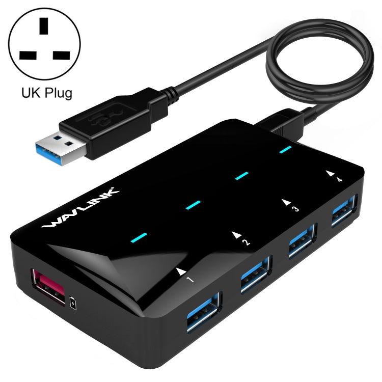 WAVLINK WL-UH3042P1 2.4A Fast Charging Adapter for Keyboard Mouse 4-Port USB3.0 HUB(UK Plug) HoMEdemic™