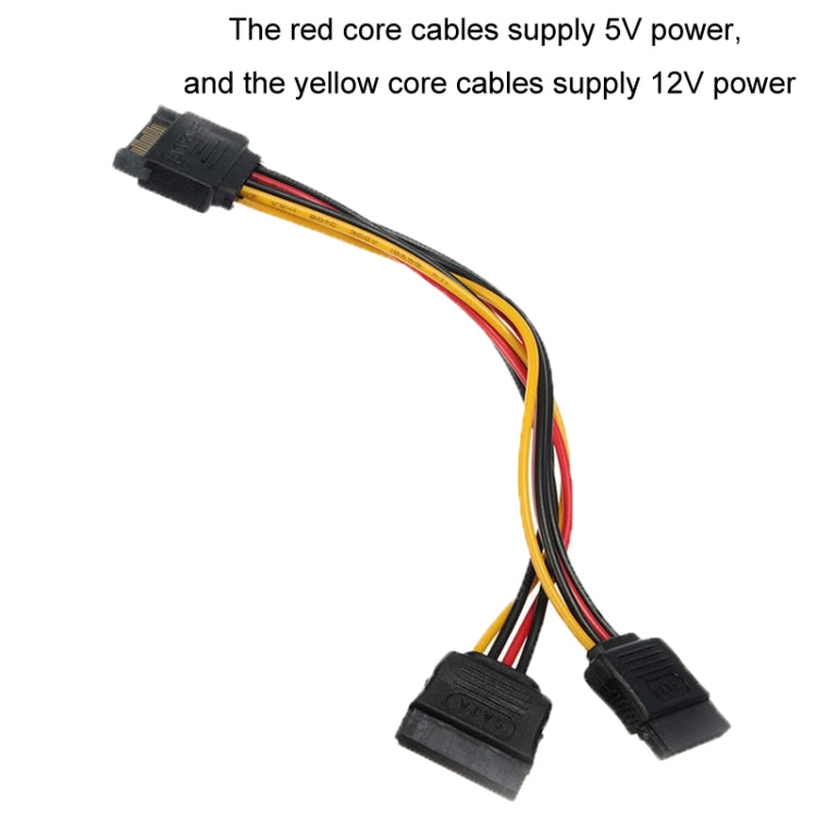 0.2m 15P to Dual 15P One to Two SATA Hard Drive Power Conversion Cable - HoMEdemic™ 