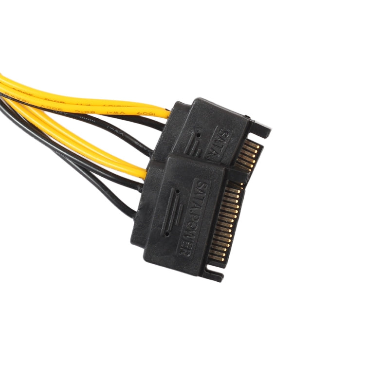0.2m Full Copper GPU Graphics Card 8 Pin Female To Double 15 Pin SATA Computer Motherboard Power Transfer Line(Black and Yellow Line) - HoMEdemic™ 