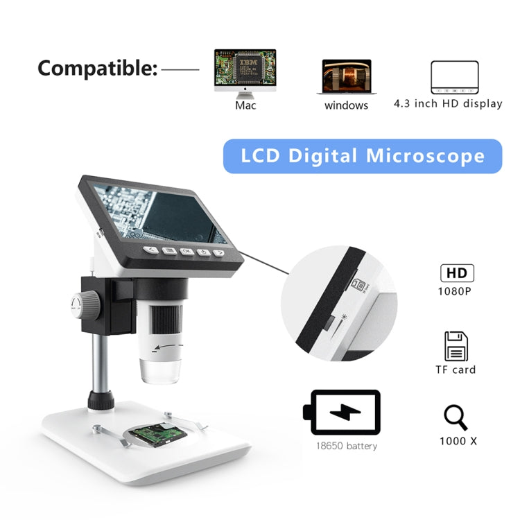 0-40mm 1080P 4.3 inch LCD Screen Mobile Phone Repair Industry HD Electron Didital Microscope - HoMEdemic™ 