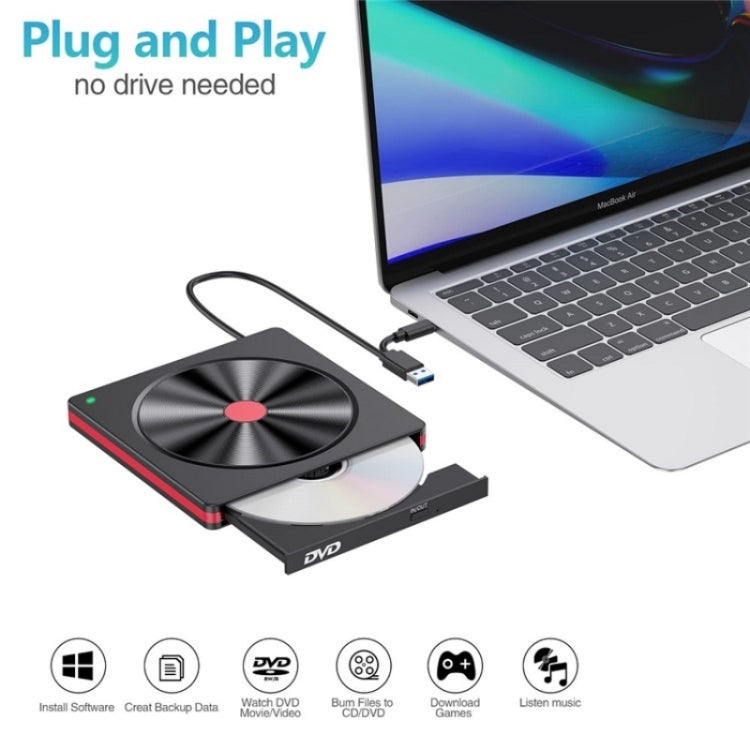 048 Type-C Optical Drive Portable DVD-RW External USB Optical Drive Laptop DVD Burner - HoMEdemic™ 
