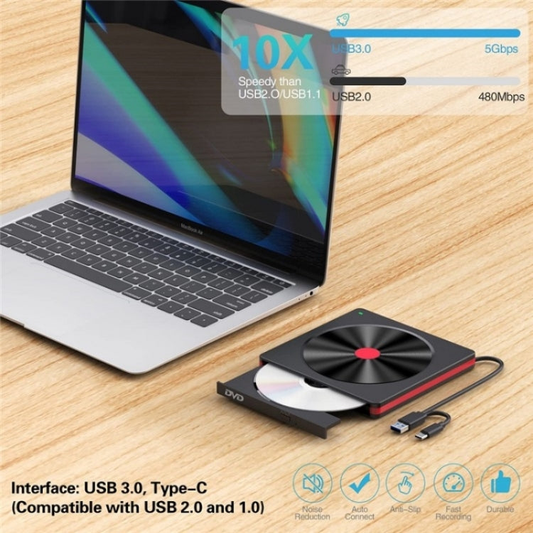 048 Type-C Optical Drive Portable DVD-RW External USB Optical Drive Laptop DVD Burner - HoMEdemic™ 