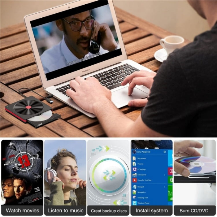 048 Type-C Optical Drive Portable DVD-RW External USB Optical Drive Laptop DVD Burner - HoMEdemic™ 