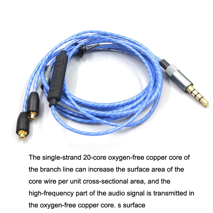 1.2m For Shure MMCX / SE215 / SE535 / SE846 / UE900 Volume Adjustment Headphone Cable(Blue) - HoMEdemic™ 