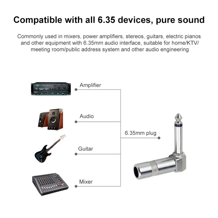 1/4 Inch 6.35mm Audio Mono Plug L-shaped Right Angle Screw Jack Male Guitar Audio Connector - HoMEdemic™ 