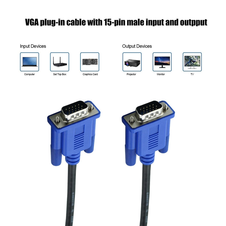 1.5m High Quality VGA 15 Pin Male to VGA 15 Pin Male Cable for LCD Monitor / Projector, 1.5m - HoMEdemic™ 