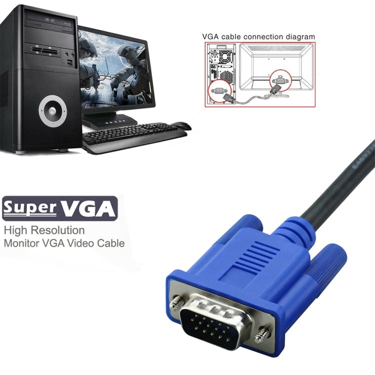 1.5m High Quality VGA 15 Pin Male to VGA 15 Pin Male Cable for LCD Monitor / Projector, 1.5m - HoMEdemic™ 