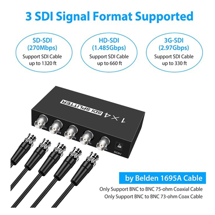 1 In 4 Out SD-SDI / HD-SDI / 3G-SDI Distribution Amplifier Video SDI Splitter(US Plug) - HoMEdemic™ 