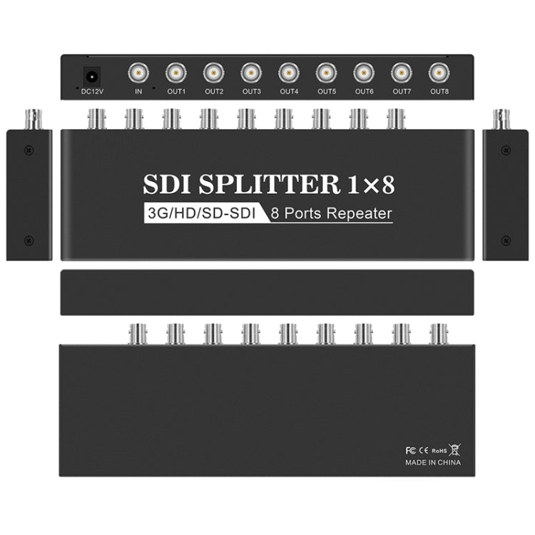 1 In 8 Out SD-SDI / HD-SDI / 3G-SDI Distribution Amplifier Video SDI Splitter(EU Plug) - HoMEdemic™ 