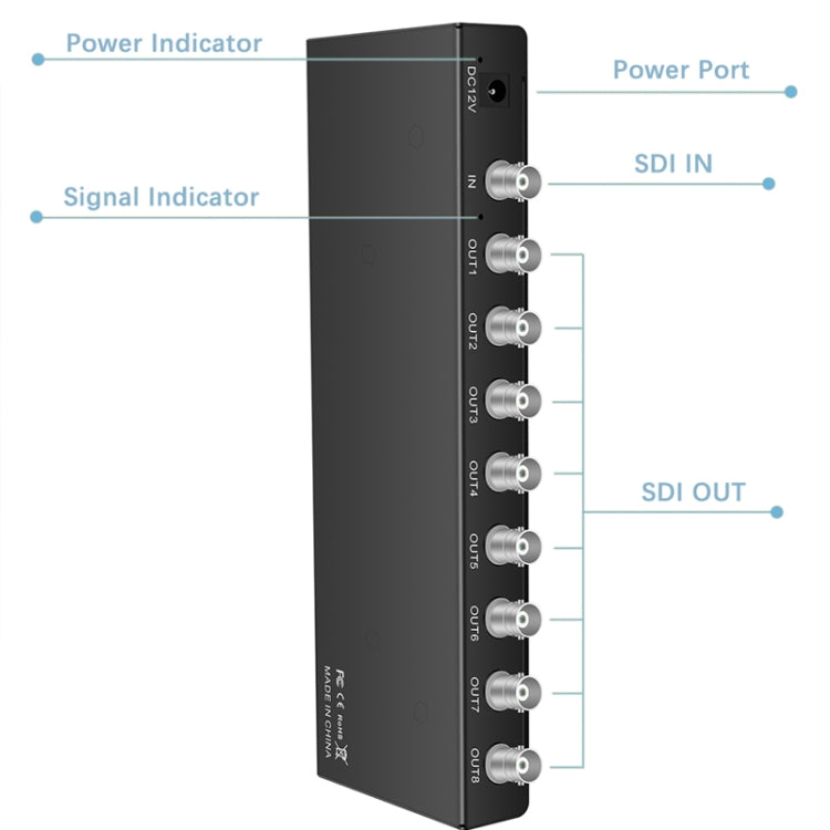1 In 8 Out SD-SDI / HD-SDI / 3G-SDI Distribution Amplifier Video SDI Splitter(UK Plug) - HoMEdemic™ 