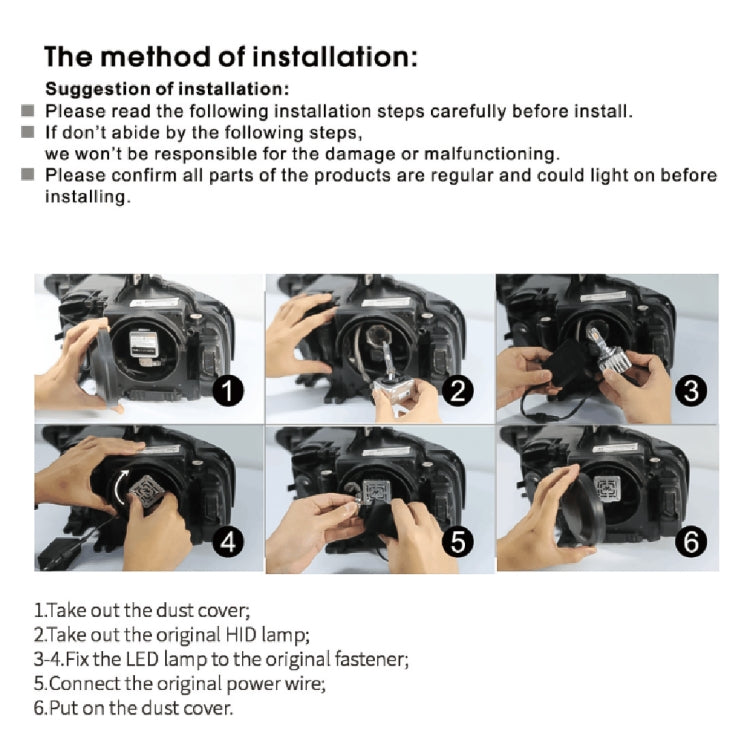1 Pair D Series D1 Car HID Ballast to LED Headlight DC12V 35W 6000K 7000LM, 7040 Lamp Bead, D1 - HoMEdemic™ 
