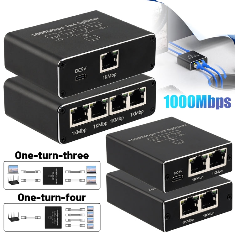 1 To 4 Gigabit Network Splitter Network Sharer RJ45 Network Cable Splitter - HoMEdemic™ 