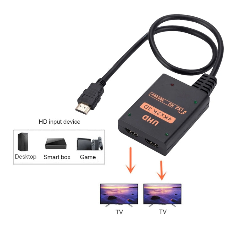 1 into 2 out HDMI 4K HD Video Splitter, with Cable - HoMEdemic™ 