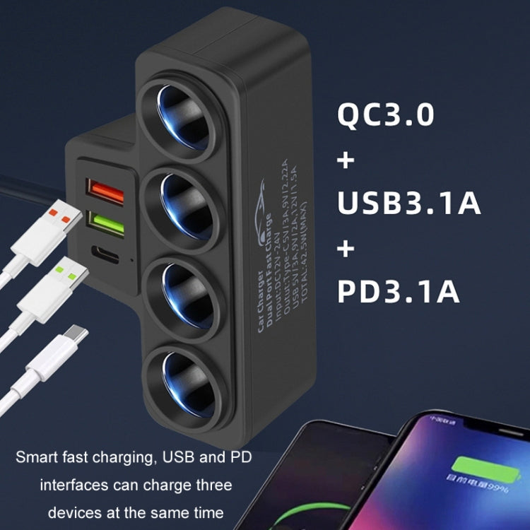 1 to 4 Q3.0 Car Cigarette Lighter Fast Charging 120W Car Conversion Plug(BY-1369) - HoMEdemic™ 