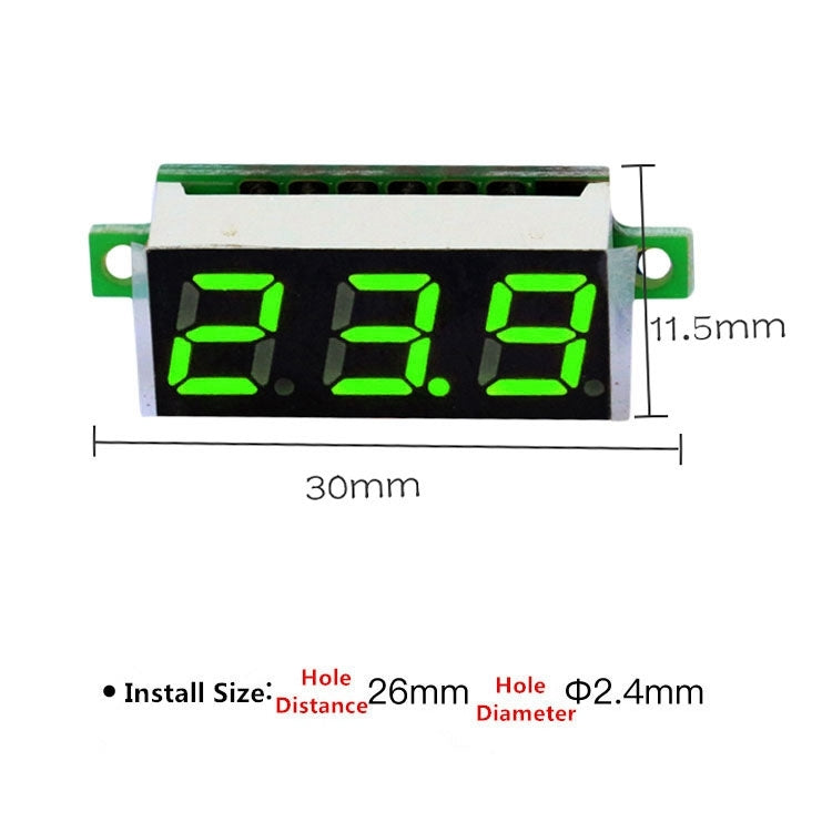 10 PCS 0.28 inch 2 Wires Adjustable Digital Voltage Meter, Color Light Display, Measure Voltage: DC 2.5-30V