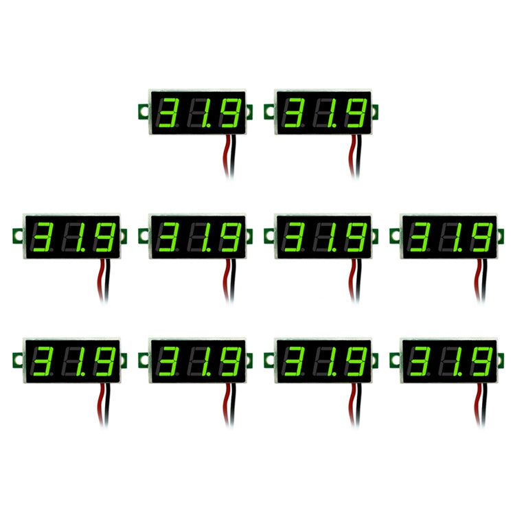 10 PCS 0.28 inch 2 Wires Adjustable Digital Voltage Meter, Color Light Display, Measure Voltage: DC 2.5-30V - HoMEdemic™
