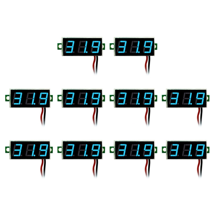 10 PCS 0.28 inch 2 Wires Adjustable Digital Voltage Meter, Color Light Display, Measure Voltage: DC 2.5-30V - HoMEdemic™