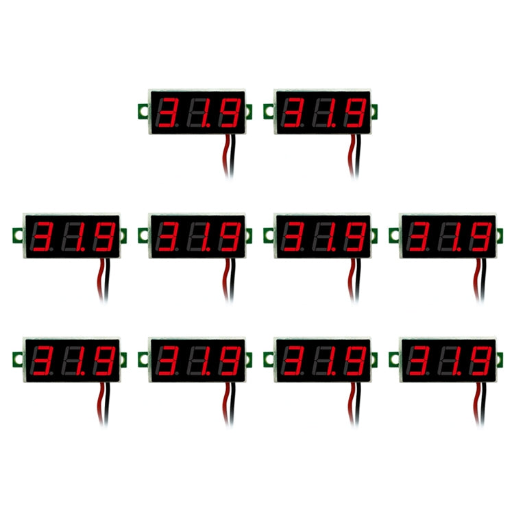 10 PCS 0.28 inch 2 Wires Adjustable Digital Voltage Meter, Color Light Display, Measure Voltage: DC 2.5-30V - HoMEdemic™