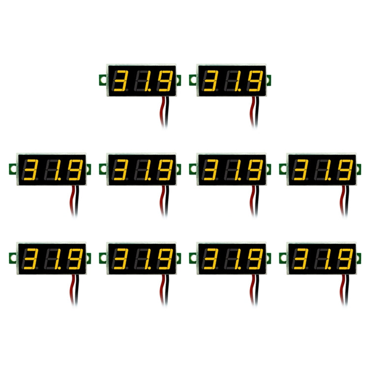 10 PCS 0.28 inch 2 Wires Adjustable Digital Voltage Meter, Color Light Display, Measure Voltage: DC 2.5-30V - HoMEdemic™