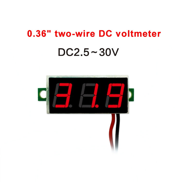 10 PCS 0.36 inch 2 Wires Digital Voltage Meter, Color Light Display, Measure Voltage: DC 2.5-30V - HoMEdemic™ 