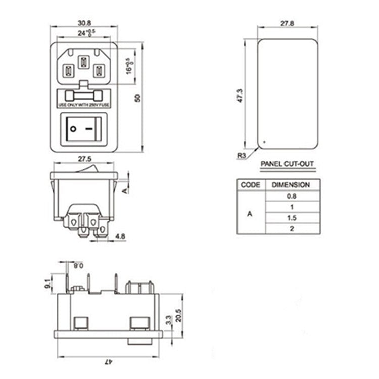 10 PCS AC-01 Three Pins Power Socket with Safety Switch Socket, 10 PCS AC-01 - HoMEdemic™ 