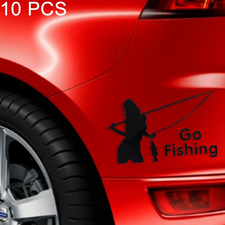 10 PCS Beauty Go Fishing Styling Reflective Car Sticker, Size: 14cm x 8.5cm, Fishing Styling 2 - HoMEdemic™ 