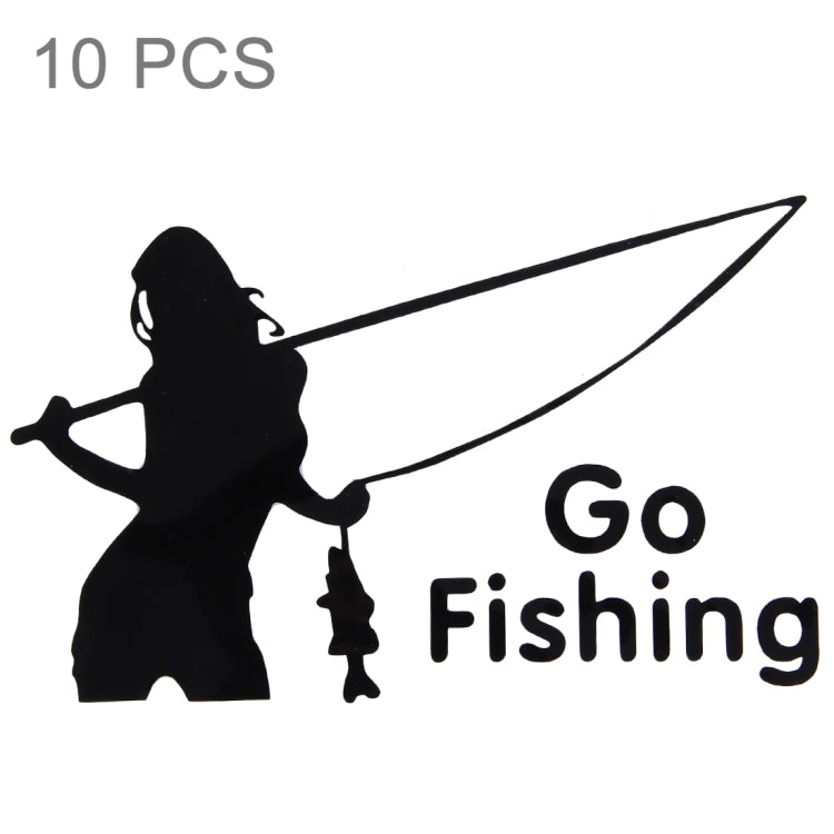 10 PCS Beauty Go Fishing Styling Reflective Car Sticker, Size: 14cm x 8.5cm, Fishing Styling 2 - HoMEdemic™ 