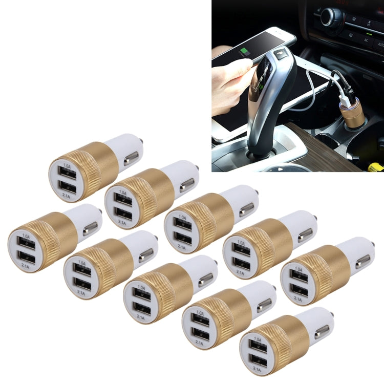 10 PCS Car Auto 5V Dual USB 2.1A/1A Cigarette Lighter Adapter for Most Phones, Gold - HoMEdemic™ 