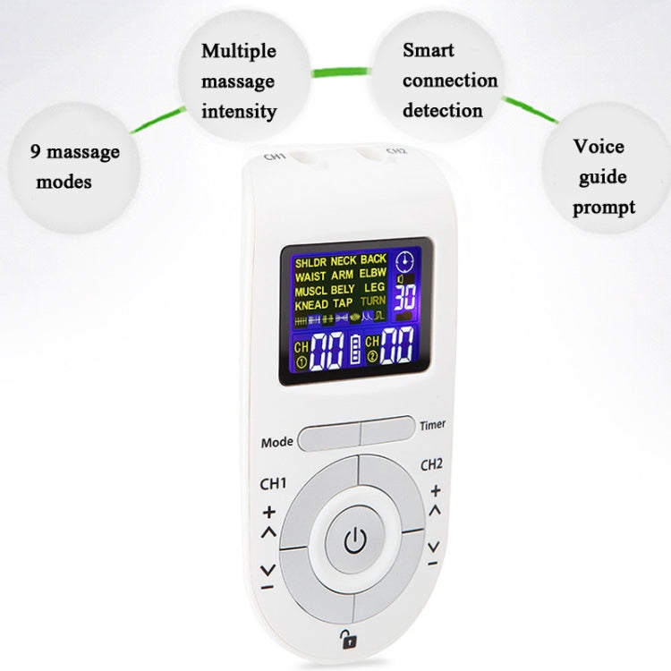 100B 12-mode Digital Meridian Physiotherapy Instrument Electronic Acupoint Pulse Acupuncture Massager, Specification: Battery Type(White) - HoMEdemic™ 