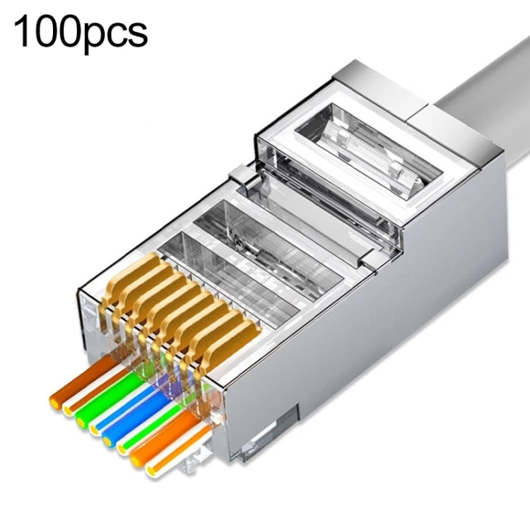 100pcs /Pack Cat6e Shielded Pass Through RJ45 Connector Modular Plug - HoMEdemic™ 