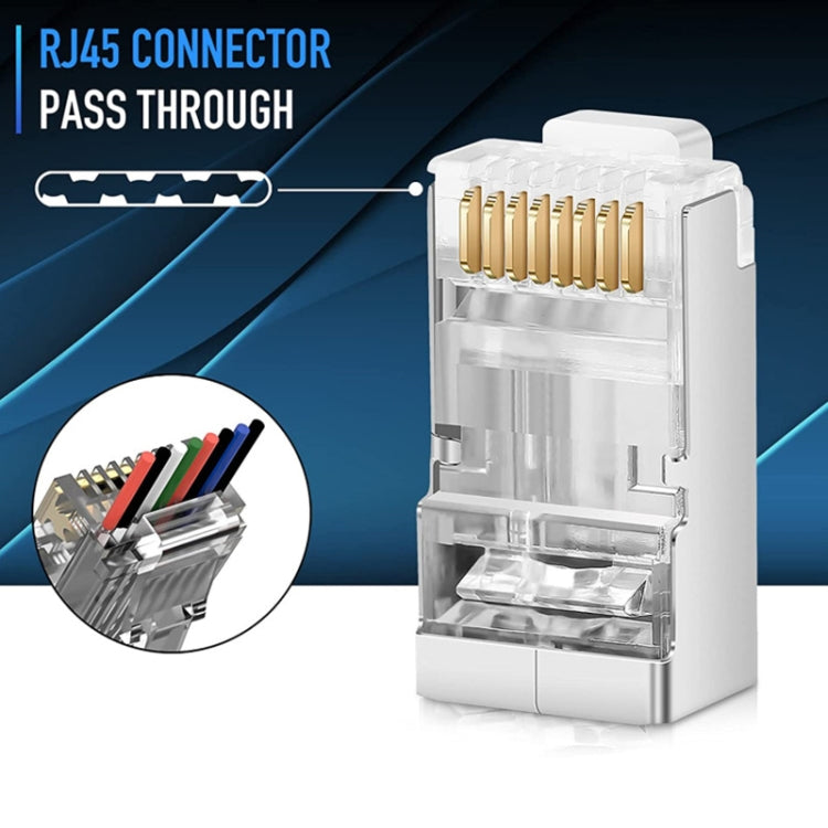 100pcs /Pack Cat6e Shielded Pass Through RJ45 Connector Modular Plug - HoMEdemic™ 