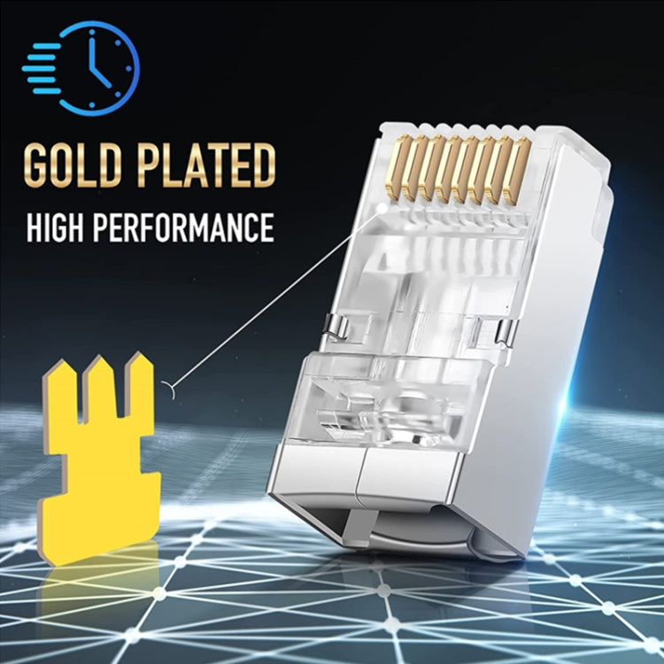 100pcs /Pack Cat6e Shielded Pass Through RJ45 Connector Modular Plug - HoMEdemic™ 