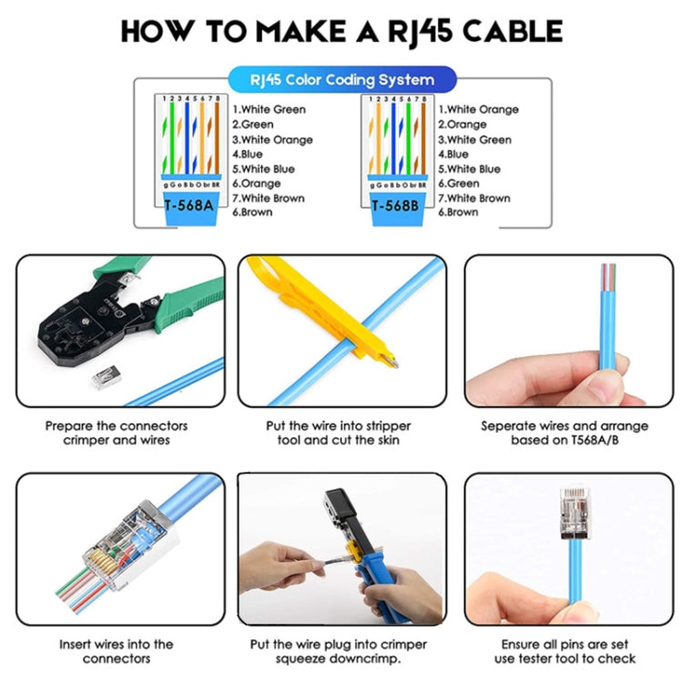 100pcs /Pack Cat6e Shielded Pass Through RJ45 Connector Modular Plug - HoMEdemic™ 