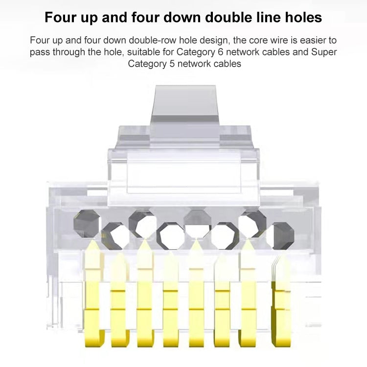 100pcs /Pack Cat6e Unshielded Pass Through RJ45 Connector Modular Plug - HoMEdemic™ 