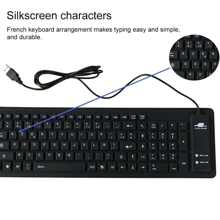 103 Key French USB Wired Silicone Waterproof Keyboard Desktop Notebook Keyboard, Cable Length: 1.5m - HoMEdemic™ 