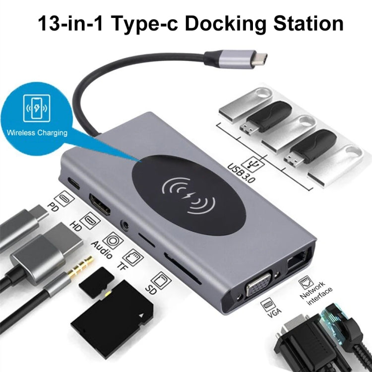1093 13 in 1 USB HUB Type-C Docking Station with Wireless Charger Function - HoMEdemic™ 