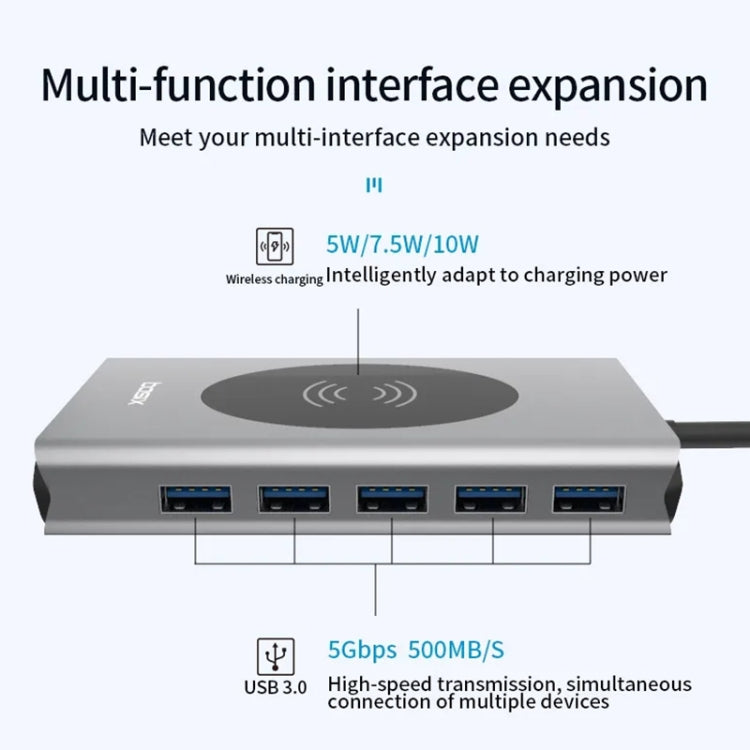 1093 13 in 1 USB HUB Type-C Docking Station with Wireless Charger Function - HoMEdemic™ 