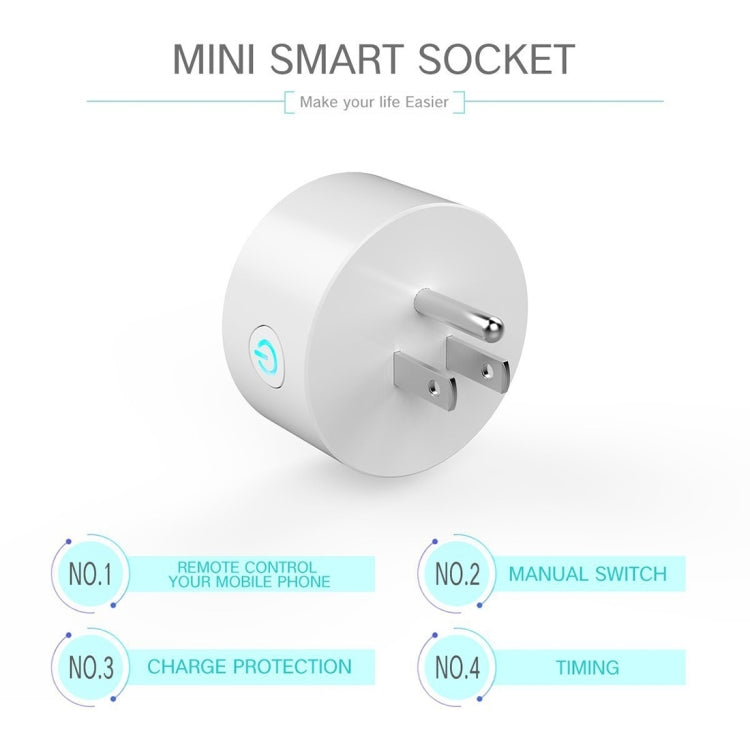 10A Round Shape WiFi Mini Plug APP Remote Control Timing Smart Socket Works with Alexa & Google Home, AC 100-240V, US Plug, 10A US Plug(Round Shape) - HoMEdemic™ 
