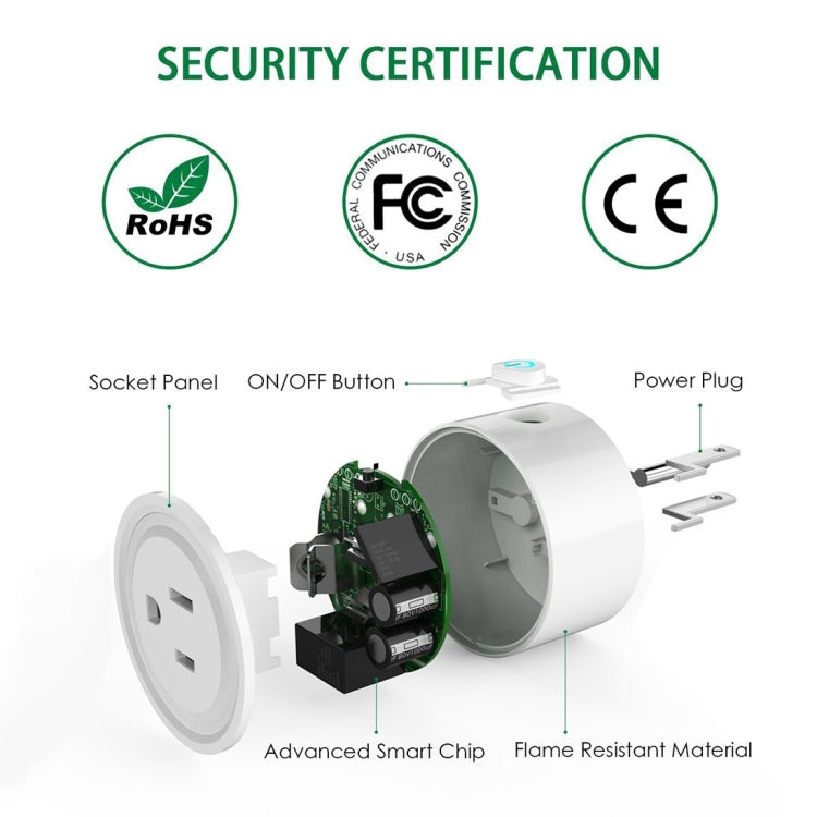 10A Round Shape WiFi Mini Plug APP Remote Control Timing Smart Socket Works with Alexa & Google Home, AC 100-240V, US Plug, 10A US Plug(Round Shape) - HoMEdemic™ 