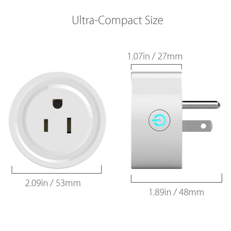 10A Round Shape WiFi Mini Plug APP Remote Control Timing Smart Socket Works with Alexa & Google Home, AC 100-240V, US Plug, 10A US Plug(Round Shape) - HoMEdemic™ 