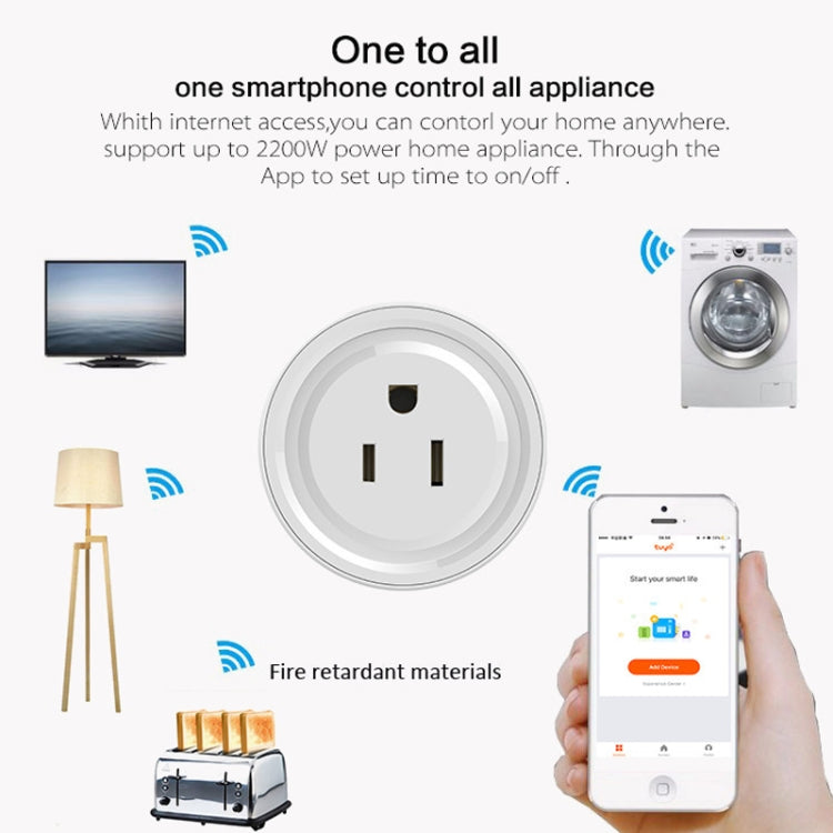 10A Round Shape WiFi Mini Plug APP Remote Control Timing Smart Socket Works with Alexa & Google Home, AC 100-240V, US Plug, 10A US Plug(Round Shape) - HoMEdemic™ 