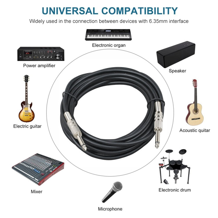 10m  1/4 inch (6.35mm) Male to Male Shielded Jack Mono Plugs Audio Patch Cable - HoMEdemic™ 