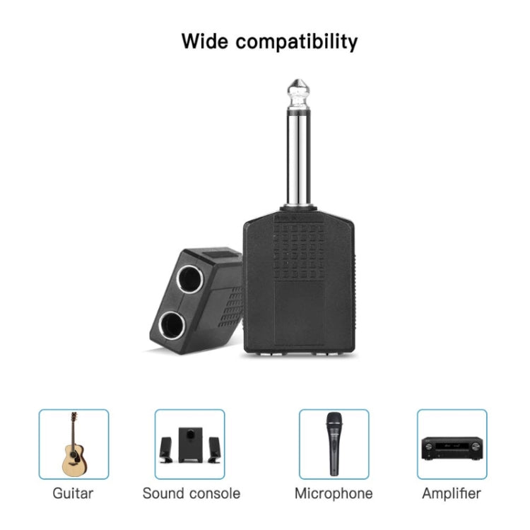 10pcs 6.5mm Male Mono To Dual 6.5mm Female Audio Conversion Connector(Black) - HoMEdemic™ 