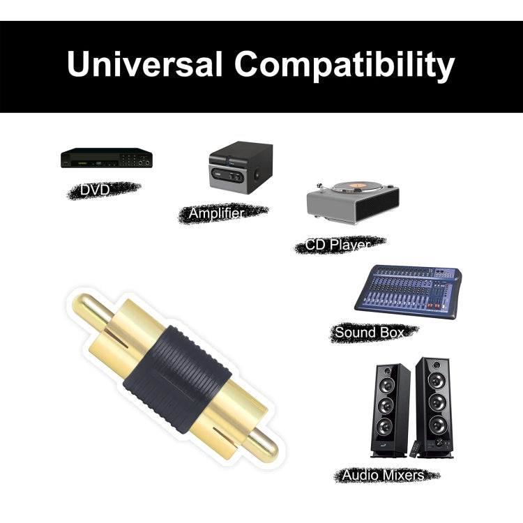 10pcs Gold-plated RCA Lotus Male to-Male  AV Audio Adapter(Red) - HoMEdemic™ 