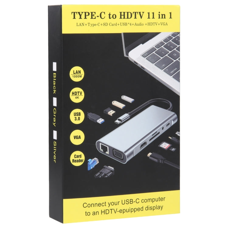 11 in 1 USB-C / Type-C to USB Docking Station HUB Adapter(100M Network Port) - HoMEdemic™ 