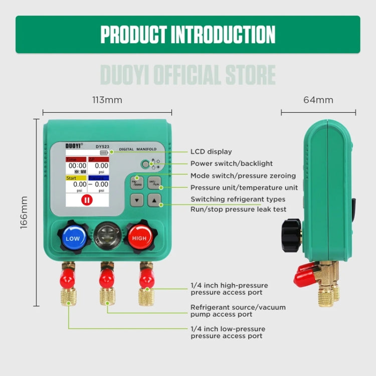 11pcs / Set DUOYI DY523 Automotive Vacuum Pressure Gauge Liquid Charge Fluorine Repair Electronic Refrigerant Meter - HoMEdemic™ 
