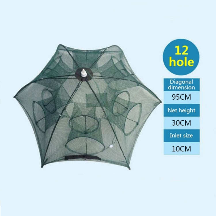 12 Holes Automatic Foldable Fishing Net Nylon Shrimp Crab Minnow Trap Fish Cast Net Fishing Tackle, 12 Holes - HoMEdemic™ 